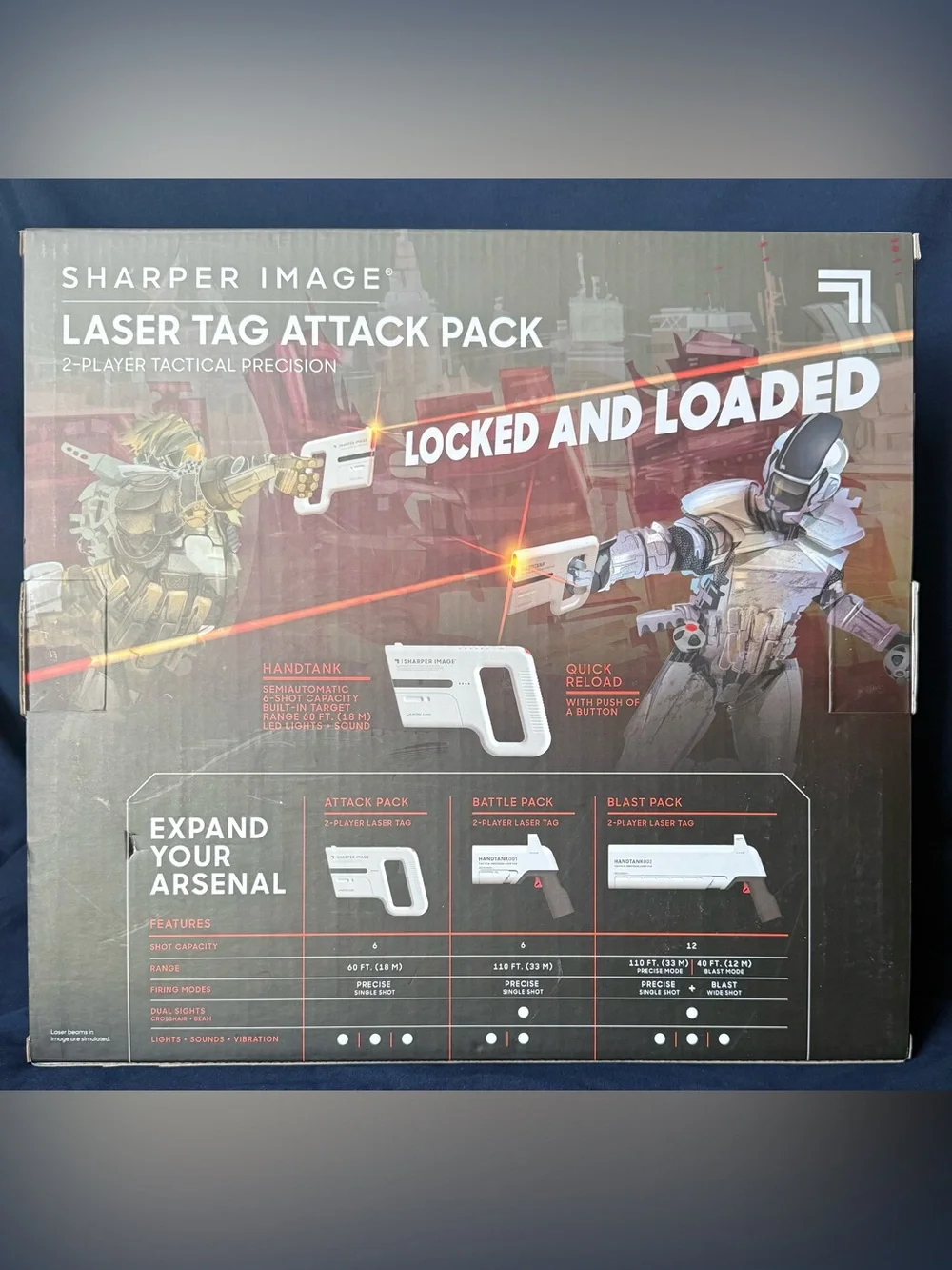 Sharper Image White Handtank Tactical Laser Tag Blasters - Set of 2